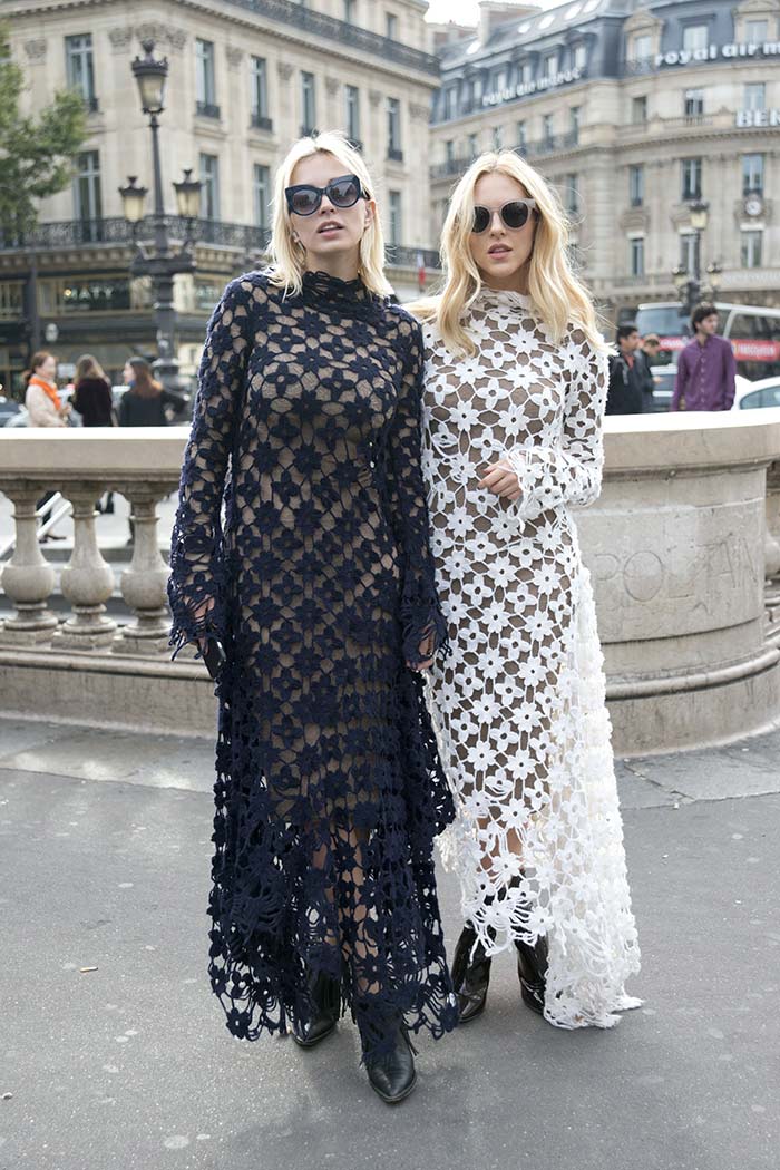 Shea Marie and Caroline Vreeland wearing crochet dresses